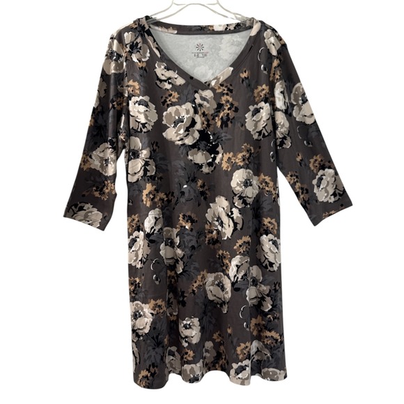 Isaac Mizrahi Live! Tops - Isaac Mizrahi Live Womens 1XP Pima Cotton Floral V-Neck 3/4 Sleeve Tunic